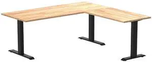 Desky Zero Rubberwood L-Shape Office Desk - Natural Timber / 72 x 30 x 70 x 24 in / Matte Black Desky Zero Rubberwood L-Shape Office Desk - Natural Timber / 72 x 30 x 70 x 24 in / Matte Black