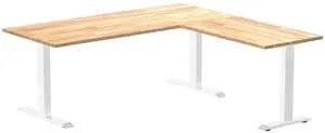 Desky Zero Rubberwood L-Shape Office Desk - Natural Timber / 72 x 30 x 70 x 24 in / White Desky Zero Rubberwood L-Shape Office Desk - Natural Timber / 72 x 30 x 70 x 24 in / White