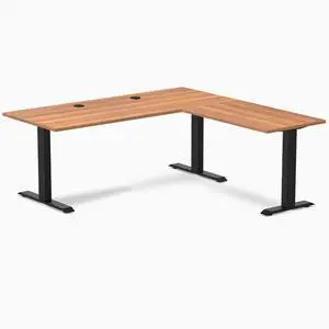 Desky Zero Laminate L-Shape Office Desk - Prime Oak / 70.9 x 29.5 x 68.9 x 23.6 in with Grommets / Matte Black Desky Zero Laminate L-Shape Office Desk - Prime Oak / 70.9 x 29.5 x 68.9 x 23.6 in with Grommets / Matte Black