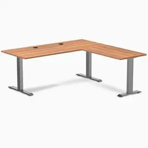 Desky Zero Laminate L-Shape Office Desk - Prime Oak / 70.9 x 29.5 x 68.9 x 23.6 in with Grommets / Space Gray Desky Zero Laminate L-Shape Office Desk - Prime Oak / 70.9 x 29.5 x 68.9 x 23.6 in with Grommets / Space Gray