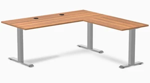 Desky Zero Laminate L-Shape Office Desk - Prime Oak / 70.9 x 29.5 x 68.9 x 23.6 in with Grommets / Gray Desky Zero Laminate L-Shape Office Desk - Prime Oak / 70.9 x 29.5 x 68.9 x 23.6 in with Grommets / Gray