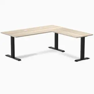 Desky Zero Laminate L-Shape Office Desk - Classic Oak / 70.9 x 29.5 x 68.9 x 23.6 in with Grommets / Matte Black Desky Zero Laminate L-Shape Office Desk - Classic Oak / 70.9 x 29.5 x 68.9 x 23.6 in with Grommets / Matte Black