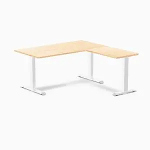Desky Zero Hardwood L-Shape Office Desk - Maple / 60 x 30 x 62 x 20 in / White Desky Zero Hardwood L-Shape Office Desk - Maple / 60 x 30 x 62 x 20 in / White