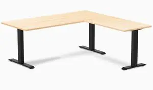 Desky Zero Hardwood L-Shape Office Desk - Maple / 72 x 30 x 70 x 24 in / Matte Black Desky Zero Hardwood L-Shape Office Desk - Maple / 72 x 30 x 70 x 24 in / Matte Black