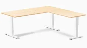 Desky Zero Hardwood L-Shape Office Desk - Maple / 72 x 30 x 70 x 24 in / White Desky Zero Hardwood L-Shape Office Desk - Maple / 72 x 30 x 70 x 24 in / White