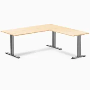 Desky Zero Hardwood L-Shape Office Desk - Maple / 72 x 30 x 70 x 24 in / Space Gray Desky Zero Hardwood L-Shape Office Desk - Maple / 72 x 30 x 70 x 24 in / Space Gray