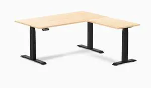 Desky Hardwood L-Shape Sit Stand Desk - Maple / 60 x 30 x 62 x 20 in / Matte Black Desky Hardwood L-Shape Sit Stand Desk - Maple / 60 x 30 x 62 x 20 in / Matte Black