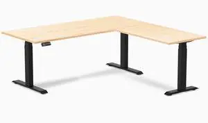 Desky Hardwood L-Shape Sit Stand Desk - Maple / 72 x 30 x 70 x 24 in / Matte Black Desky Hardwood L-Shape Sit Stand Desk - Maple / 72 x 30 x 70 x 24 in / Matte Black