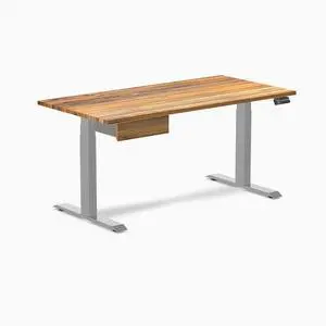 Desky Dual Hardwood Standing Desk With Drawer - Teak / 60 x 30 in / Gray Desky Dual Hardwood Standing Desk With Drawer - Teak / 60 x 30 in / Gray