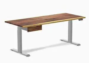Desky Dual Hardwood Standing Desk With Drawer - Saman / 72 x 30 in / Gray Desky Dual Hardwood Standing Desk With Drawer - Saman / 72 x 30 in / Gray