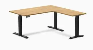 Desky Rubberwood L-Shape Sit Stand Desk - Light Oak / 60 x 30 x 62 x 20 in / Matte Black Desky Rubberwood L-Shape Sit Stand Desk - Light Oak / 60 x 30 x 62 x 20 in / Matte Black