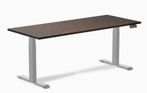 Desky Dual Rubberwood Sit Stand Desk - Dark Walnut / 72 x 30 in / Gray Desky Dual Rubberwood Sit Stand Desk - Dark Walnut / 72 x 30 in / Gray