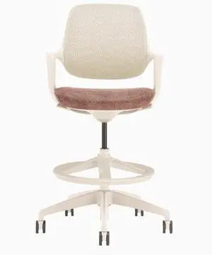 Desky Evoque Low Back Office Chair - White + Peach / Drafting Kit Desky Evoque Low Back Office Chair - White + Peach / Drafting Kit