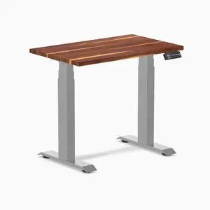 Desky Dual Mini Hardwood Sit Stand Desk - Pheasantwood / 32 x 20 in / Grey Desky Dual Mini Hardwood Sit Stand Desk - Pheasantwood / 32 x 20 in / Grey