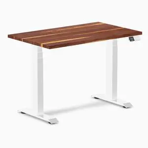 Desky Dual Mini Hardwood Sit Stand Desk - Pheasantwood / 40 x 24 in / White Desky Dual Mini Hardwood Sit Stand Desk - Pheasantwood / 40 x 24 in / White