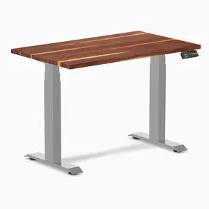 Desky Dual Mini Hardwood Sit Stand Desk - Pheasantwood / 40 x 24 in / Grey Desky Dual Mini Hardwood Sit Stand Desk - Pheasantwood / 40 x 24 in / Grey