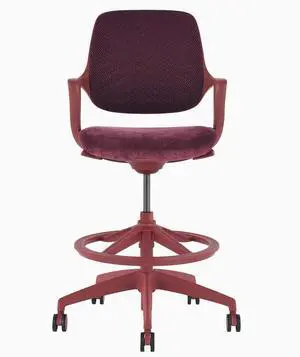 Desky Evoque Low Back Office Chair - Red Velvet / Drafting Kit Desky Evoque Low Back Office Chair - Red Velvet / Drafting Kit