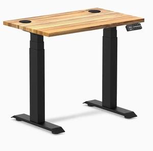 Desky Dual Mini Hardwood Sit Stand Desk - Teak / 32 x 20 in / Matte Black Desky Dual Mini Hardwood Sit Stand Desk - Teak / 32 x 20 in / Matte Black