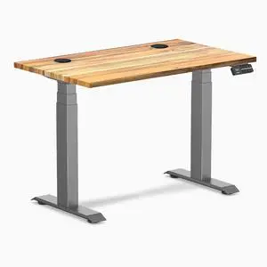 Desky Dual Mini Hardwood Sit Stand Desk - Teak / 32 x 20 in / Space Gray Desky Dual Mini Hardwood Sit Stand Desk - Teak / 32 x 20 in / Space Gray
