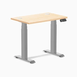 Desky Dual Mini Hardwood Sit Stand Desk - Maple / 32 x 20 in / Grey Desky Dual Mini Hardwood Sit Stand Desk - Maple / 32 x 20 in / Grey