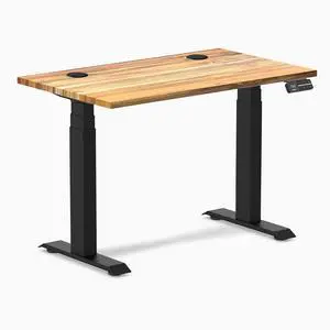 Desky Dual Mini Hardwood Sit Stand Desk - Teak / 32 x 20 in / Matte Black Desky Dual Mini Hardwood Sit Stand Desk - Teak / 32 x 20 in / Matte Black