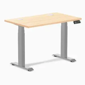 Desky Dual Mini Hardwood Sit Stand Desk - Maple / 32 x 20 in / Grey Desky Dual Mini Hardwood Sit Stand Desk - Maple / 32 x 20 in / Grey