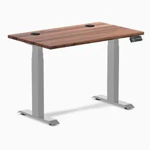 Desky Dual Mini Hardwood Sit Stand Desk - Walnut / 32 x 20 in / Grey Desky Dual Mini Hardwood Sit Stand Desk - Walnut / 32 x 20 in / Grey