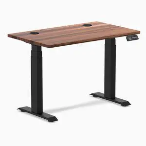 Desky Dual Mini Hardwood Sit Stand Desk - Walnut / 32 x 20 in / Matte Black Desky Dual Mini Hardwood Sit Stand Desk - Walnut / 32 x 20 in / Matte Black