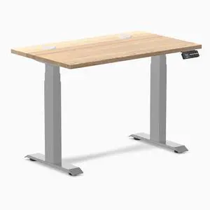 Desky Dual Mini Hardwood Sit Stand Desk - White Ash / 32 x 20 in / Grey Desky Dual Mini Hardwood Sit Stand Desk - White Ash / 32 x 20 in / Grey