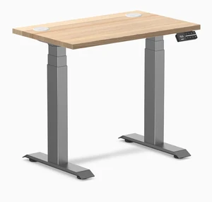 Desky Dual Mini Hardwood Sit Stand Desk - White Ash / 32 x 20 in / Space Gray Desky Dual Mini Hardwood Sit Stand Desk - White Ash / 32 x 20 in / Space Gray