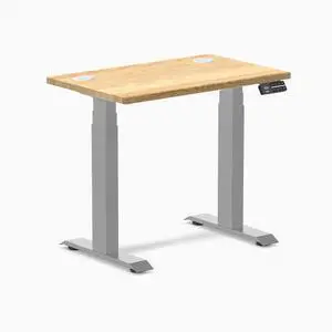 Desky Dual Mini Hardwood Sit Stand Desk - White Oak / 32 x 20 in / Grey Desky Dual Mini Hardwood Sit Stand Desk - White Oak / 32 x 20 in / Grey