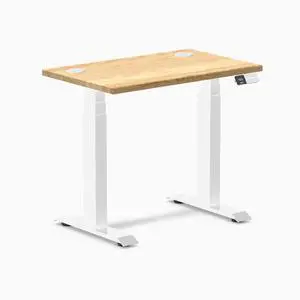 Desky Dual Mini Hardwood Sit Stand Desk - White Oak / 32 x 20 in / White Desky Dual Mini Hardwood Sit Stand Desk - White Oak / 32 x 20 in / White