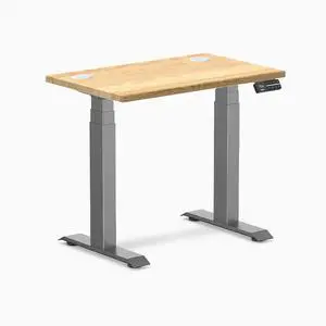 Desky Dual Mini Hardwood Sit Stand Desk - White Oak / 32 x 20 in / Space Gray Desky Dual Mini Hardwood Sit Stand Desk - White Oak / 32 x 20 in / Space Gray