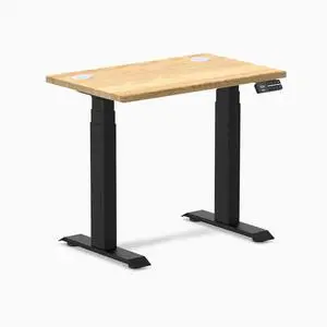 Desky Dual Mini Hardwood Sit Stand Desk - White Oak / 32 x 20 in / Matte Black Desky Dual Mini Hardwood Sit Stand Desk - White Oak / 32 x 20 in / Matte Black