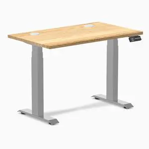 Desky Dual Mini Hardwood Sit Stand Desk - White Oak / 32 x 20 in / Grey Desky Dual Mini Hardwood Sit Stand Desk - White Oak / 32 x 20 in / Grey