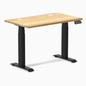 Desky Dual Mini Hardwood Sit Stand Desk - White Oak / 32 x 20 in / Matte Black Desky Dual Mini Hardwood Sit Stand Desk - White Oak / 32 x 20 in / Matte Black