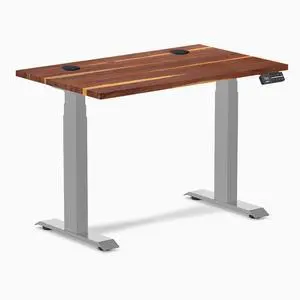 Desky Dual Mini Hardwood Sit Stand Desk - Pheasantwood / 32 x 20 in / Grey Desky Dual Mini Hardwood Sit Stand Desk - Pheasantwood / 32 x 20 in / Grey