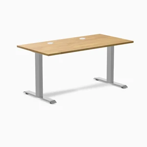 Desky Zero Rubberwood Office Desk - Light Oak / 48 x 30 in / Grey Desky Zero Rubberwood Office Desk - Light Oak / 48 x 30 in / Grey