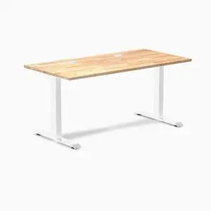 Desky Zero Rubberwood Office Desk - Natural Timber / 48 x 30 in / White Desky Zero Rubberwood Office Desk - Natural Timber / 48 x 30 in / White