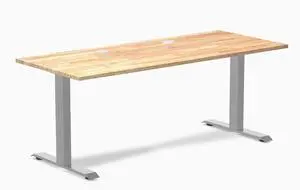 Desky Zero Rubberwood Office Desk - Natural Timber / 48 x 30 in / Grey Desky Zero Rubberwood Office Desk - Natural Timber / 48 x 30 in / Grey