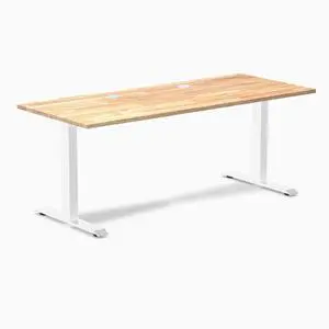 Desky Zero Rubberwood Office Desk - Natural Timber / 48 x 30 in / White Desky Zero Rubberwood Office Desk - Natural Timber / 48 x 30 in / White