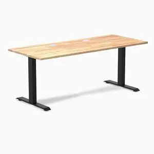 Desky Zero Rubberwood Office Desk - Natural Timber / 48 x 30 in / Matte Black Desky Zero Rubberwood Office Desk - Natural Timber / 48 x 30 in / Matte Black