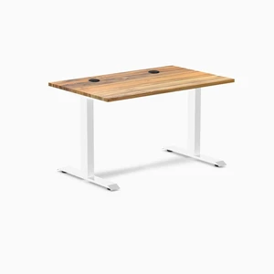 Desky Zero Hardwood Office Desk - Teak / 48 x 30 in / White Desky Zero Hardwood Office Desk - Teak / 48 x 30 in / White