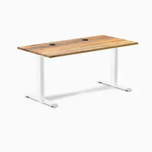 Desky Zero Hardwood Office Desk - Teak / 48 x 30 in / White Desky Zero Hardwood Office Desk - Teak / 48 x 30 in / White