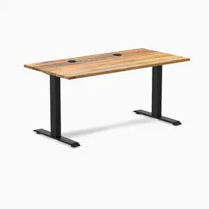 Desky Zero Hardwood Office Desk - Teak / 48 x 30 in / Matte Black Desky Zero Hardwood Office Desk - Teak / 48 x 30 in / Matte Black