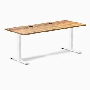 Desky Zero Hardwood Office Desk - Teak / 48 x 30 in / White Desky Zero Hardwood Office Desk - Teak / 48 x 30 in / White