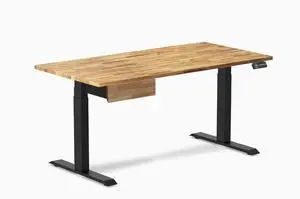 Desky Dual Hardwood Standing Desk With Drawer - Acacia / 60 x 30 in / Matte Black Desky Dual Hardwood Standing Desk With Drawer - Acacia / 60 x 30 in / Matte Black