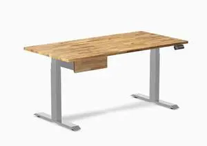 Desky Dual Hardwood Standing Desk With Drawer - Acacia / 60 x 30 in / Gray Desky Dual Hardwood Standing Desk With Drawer - Acacia / 60 x 30 in / Gray