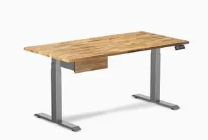 Desky Dual Hardwood Standing Desk With Drawer - Acacia / 60 x 30 in / Space Gray Desky Dual Hardwood Standing Desk With Drawer - Acacia / 60 x 30 in / Space Gray