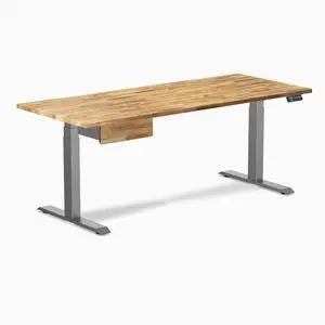Desky Dual Hardwood Standing Desk With Drawer - Acacia / 72 x 30 in / Space Gray Desky Dual Hardwood Standing Desk With Drawer - Acacia / 72 x 30 in / Space Gray